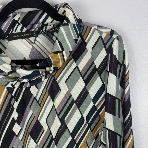 Glam & Fame Multicoloured Geometric Print Abstract Design Long Sleeve XL Top - Picture 7 of 11